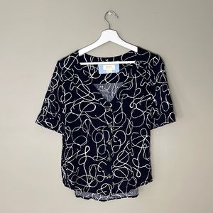 Maeve Navy Short Sleeve Blouse Size 10